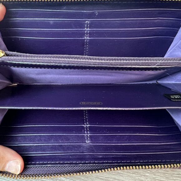 Rare Color Coach Madison Purple Gathered Leather Accordian Wallet 46481 - Picture 6 of 7